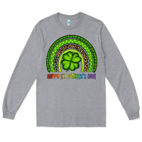 Heather Grey Happy St. Patrick's Day Shamrock Rainbow Long Sleeve Tee - Artiststas