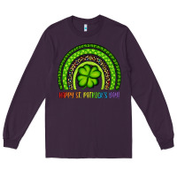 Plum Happy St. Patrick's Day Shamrock Rainbow Long Sleeve Tee - Artiststas