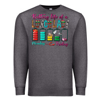 Charcoal Heather Battery Life Of A lunch Lady Premium Sweatshirt - BundleAndBundleShop