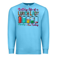 Ocean Blue Battery Life Of A lunch Lady Premium Sweatshirt - BundleAndBundleShop