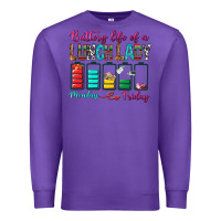 Purple Battery Life Of A lunch Lady Premium Sweatshirt - BundleAndBundleShop