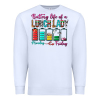 White Battery Life Of A lunch Lady Premium Sweatshirt - BundleAndBundleShop