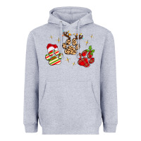 Heather Grey christmas paws Heavyweight Hoodie - MaliasSmallBusiness