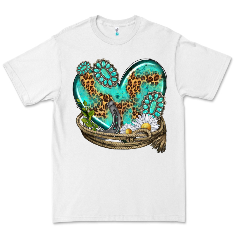 Turquoise Western Heart With Horseshoe Premium Tee by texasbilliewilder | Teevron