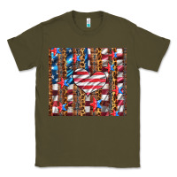 Army Green western usa flag heart and stars tumbler Classic Tee - Artiststas