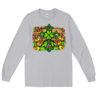 Moon Dust Western Shamrock Cross Leopard Background Long Sleeve Tee - Artiststas