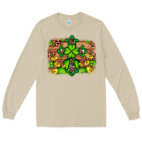 Mushroom Western Shamrock Cross Leopard Background Long Sleeve Tee - Artiststas