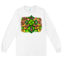 White Western Shamrock Cross Leopard Background Long Sleeve Tee - Artiststas
