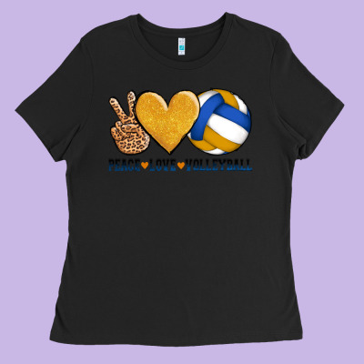 Peace Love Volleyball Ladies Tee Designed By Adodesignshop