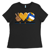 Black peace love volleyball Ladies Tee - AdoDesignShop