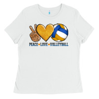 White peace love volleyball Ladies Tee - AdoDesignShop