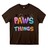 Chocolate Brown paws and enjoy the little things Heavy Core Tee - MaliasSmallBusiness