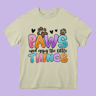 Paws And Enjoy The Little Things Heavy Core Tee Designed By Maliassmallbusiness