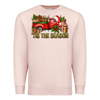 Pale Pink Tis' The Season Christmas Truck Premium Sweatshirt - BundleAndBundleShop