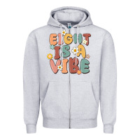 Heather Grey eight is a vibe Zipper Hoodie - MaliasSmallBusiness