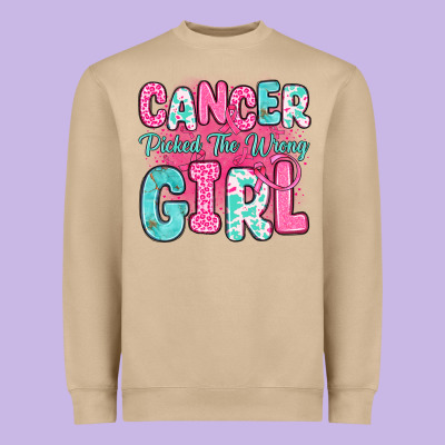 Cancer Picked The Wrong Girl Heavyweight Sweatshirt Designed By Jahusdesignshop