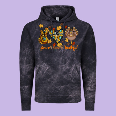 Peace Love Thankful Vintage Hoodie Designed By Cowhidedigitalart