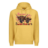 Antique Gold mama's sweetheart highland cow and calf Premium Hoodie - RanaPortraitStore
