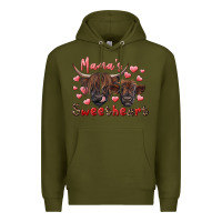 Army Green mama's sweetheart highland cow and calf Premium Hoodie - RanaPortraitStore