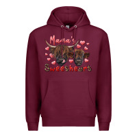 Burgundy mama's sweetheart highland cow and calf Premium Hoodie - RanaPortraitStore