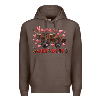 Coffee mama's sweetheart highland cow and calf Premium Hoodie - RanaPortraitStore
