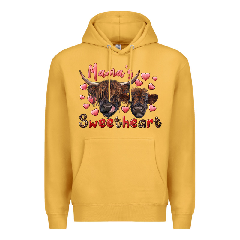 Mama's Sweetheart Highland Cow And Calf Premium Hoodie by RanaPortraitStore | Teevron