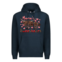Navy mama's sweetheart highland cow and calf Premium Hoodie - RanaPortraitStore