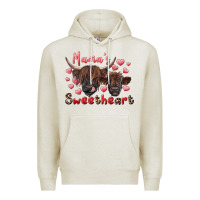 Oatmeal Heather mama's sweetheart highland cow and calf Premium Hoodie - RanaPortraitStore