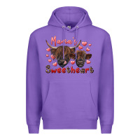 Purple mama's sweetheart highland cow and calf Premium Hoodie - RanaPortraitStore
