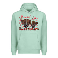 Seafoam mama's sweetheart highland cow and calf Premium Hoodie - RanaPortraitStore
