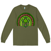 Army Green Western Shamrock Cross Rainbow Long Sleeve Tee - Artiststas
