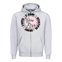 Heather Grey you are strong Zipper Hoodie - MaliasSmallBusiness