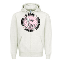 Oatmeal Heather you are strong Zipper Hoodie - MaliasSmallBusiness