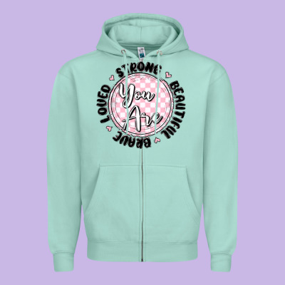 You Are Strong Zipper Hoodie Designed By Maliassmallbusiness