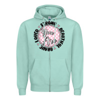 Seafoam you are strong Zipper Hoodie - MaliasSmallBusiness