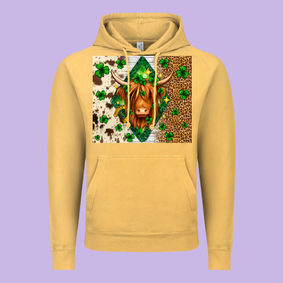 St. Patrick's Day Highland Cow Vintage Hoodie Designed By Neo Western