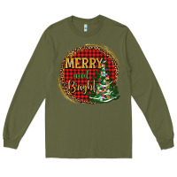 Army Green merry and bright christmas tree Long Sleeve Tee - AdoDesignShop