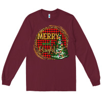 Burgundy merry and bright christmas tree Long Sleeve Tee - AdoDesignShop