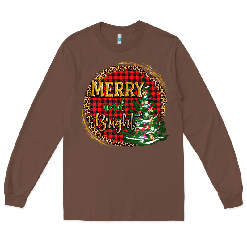 Merry And Bright Christmas Tree Long Sleeve Tee by AdoDesignShop | Teevron