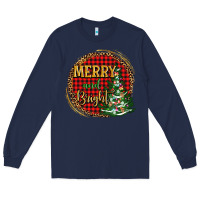 Navy merry and bright christmas tree Long Sleeve Tee - AdoDesignShop