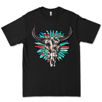 Black western bull skull with sunflower and gemstone Premium Tee - texasbilliewilder