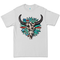Dove Grey western bull skull with sunflower and gemstone Premium Tee - texasbilliewilder