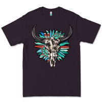 Plum western bull skull with sunflower and gemstone Premium Tee - texasbilliewilder