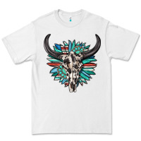 White western bull skull with sunflower and gemstone Premium Tee - texasbilliewilder