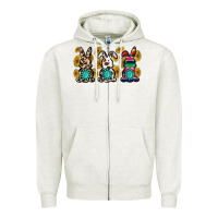 Oatmeal Heather western bunny Zipper Hoodie - MaliasSmallBusiness