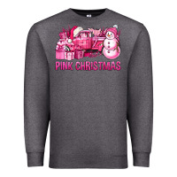 Charcoal Heather Pink Christmas Truck Premium Sweatshirt - BundleAndBundleShop