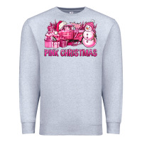 Heather Grey Pink Christmas Truck Premium Sweatshirt - BundleAndBundleShop
