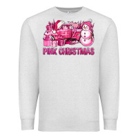 Oatmeal Heather Pink Christmas Truck Premium Sweatshirt - BundleAndBundleShop