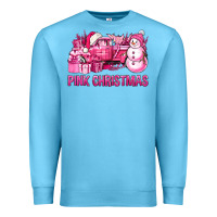 Ocean Blue Pink Christmas Truck Premium Sweatshirt - BundleAndBundleShop