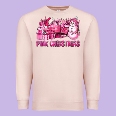 Pink Christmas Truck Premium Sweatshirt Designed By Bundleandbundleshop